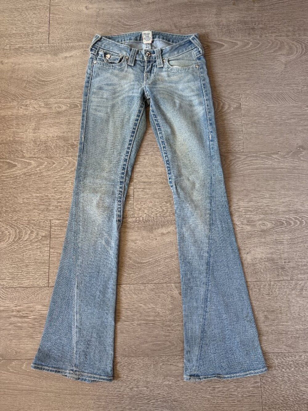 True Religion Joey Big T Jeans Womens 24 Low Rise Flare USA